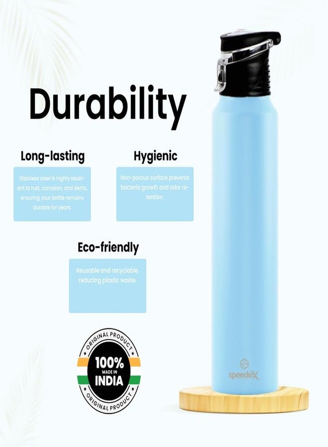 Speedex Stainless Steel Pastel Blue Water Bottle 1 Litre with Flipper Cap | Leak Proof & BPA Free | Fridge Safe Bottle for School, Gym, Office | For Boys, Girls, Men, Women, Kids - Image 3